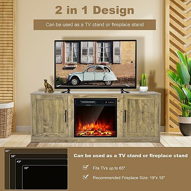 TV Stand with 1500W Faux Fireplace for TVs up to 65 Inch