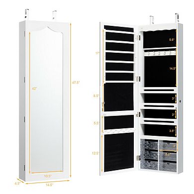 5 LEDs Jewelry Armoire Wall Mounted / Door Hanging Mirror