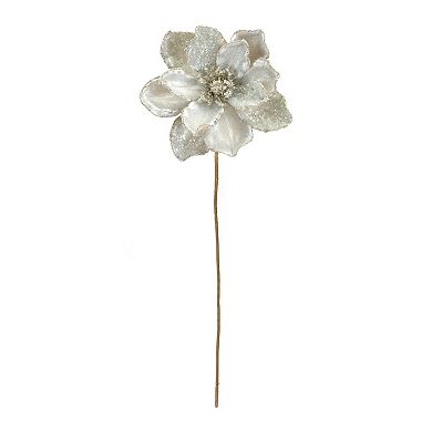 Ivory Magnolia Stem With Champagne Bead Accent (set of 6)