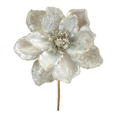 Ivory Magnolia Stem With Champagne Bead Accent (set of 6)