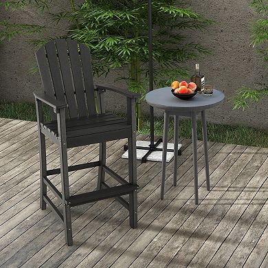 30 Inches Counter Height Outdoor Hdpe Bar Stool With Armrests And Footrest