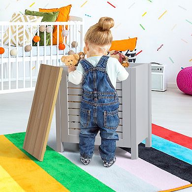 Wooden Kids Toy Storage Organizer With Lid-grey