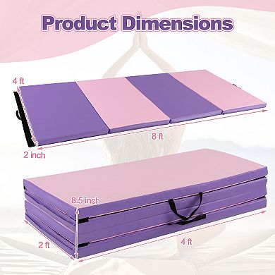 Folding Gymnastics Mat With Carry Handles And Sweatproof Detachable Pu Leather Cover