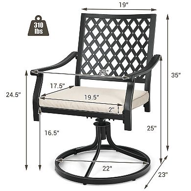 2 Pack Swivel Outdoor Chairs with Soft Cushions and Round Steel Base