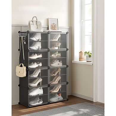 8 Cubes Shoe Organizer With Doors, 32 Pair Plastic Shoe Storage Cabinet