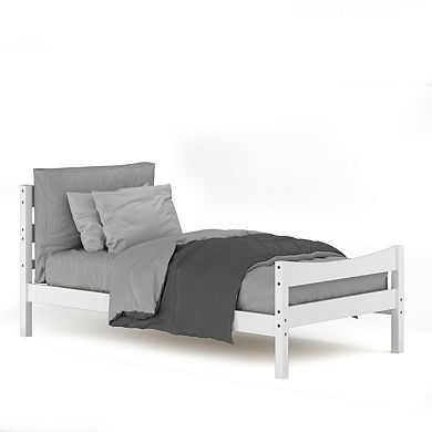 Twin Size Rustic Style Platform Bed Frame With Headboard And Footboard