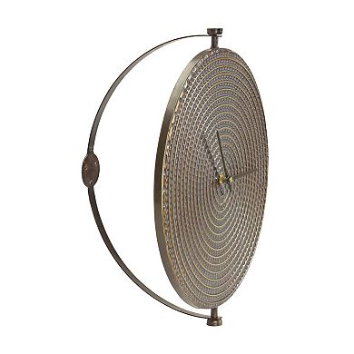 Bronze Metal Wall Clock With Suspended Stand 15"d