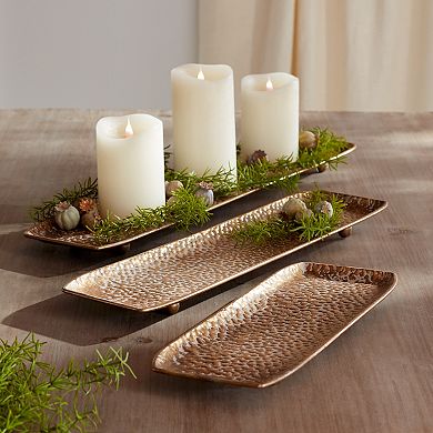 Hammered Metal Tray With Washed Finish (Set of 3)