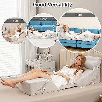 6 Pieces Bed Wedge Pillow Set For Neck Back And Leg Pain Relief
