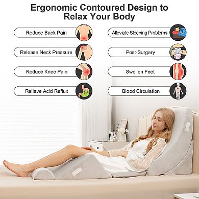 6 Pieces Bed Wedge Pillow Set For Neck Back And Leg Pain Relief