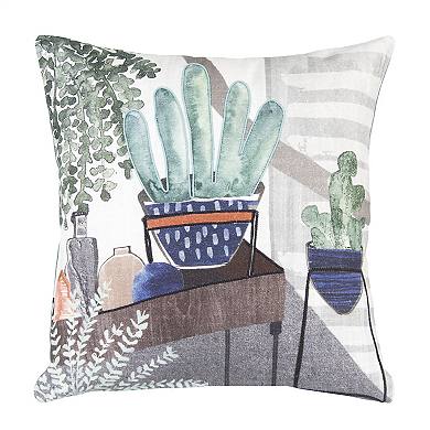 Potted Plants And Foliage Pillow (set Of 2)
