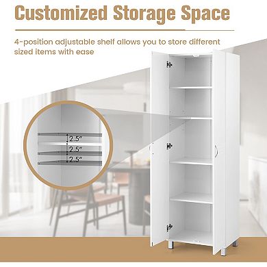 73.5 Inch Freestanding Double Door Tall Versatile Storage Organizer-white