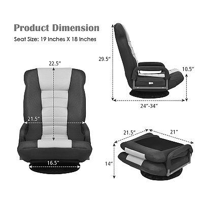 360-degree Swivel Gaming Floor Chair With Foldable Adjustable Backrest