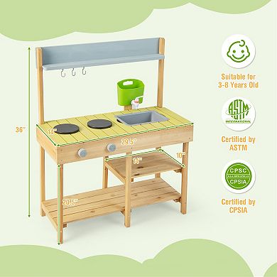 Backyard Pretend Play Toy Kitchen With Stove Top
