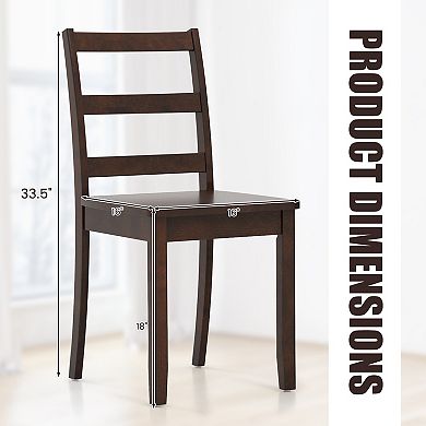 Set Of 2 Wood Dining Chairs With Solid Rubber Wood Legs