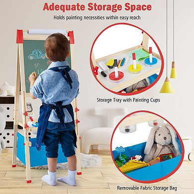 3-in-1 Double-sided Adjustable Kid Easel For 3-8 Years Old Toddlers