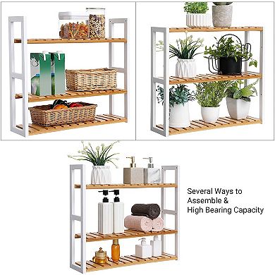 Adjustable Wicker Rack Multifunctional Bathroom, Kitchen, Living Room