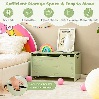 Crocodile-Shaped Wooden Kids Toy Box - deal for Bedrooms, Children's Rooms, and Kindergartens