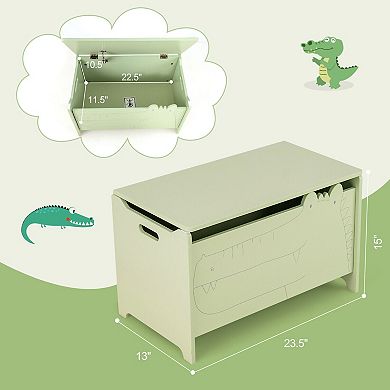 Crocodile-Shaped Wooden Kids Toy Box - deal for Bedrooms, Children's Rooms, and Kindergartens