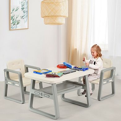 Kids Table And 2 Chairs Set With Storage Shelf