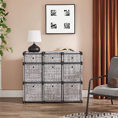 Gray Organizer With 9 Storage Boxes, Storage Unit, For Bedroom, Living Room, Entryway