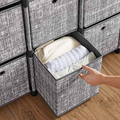 Gray Organizer With 9 Storage Boxes, Storage Unit, For Bedroom, Living Room, Entryway