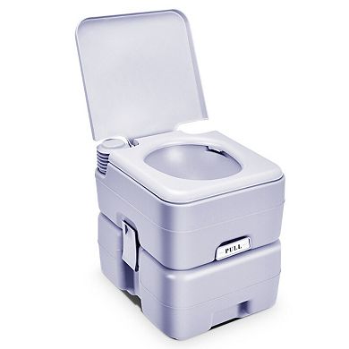 5.3 Gallon Portable Toilet With Waste Tank And Built-in Rotating Spout-Grey