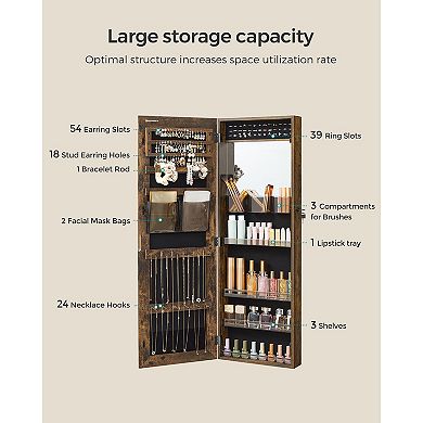 Lockable Jewelry Cabinet Armoire Rustic Brown
