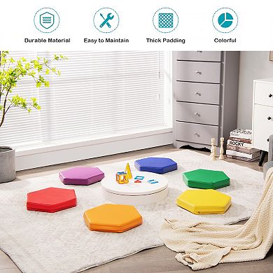 6 Pieces Multifunctional Hexagon Toddler Floor Cushions Classroom Seating With Handles