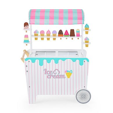 Kid's Ice Cream Cart Playset With Display Rack And Accessories