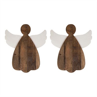 Wooden Angel Wall Hanging (set Of 2)