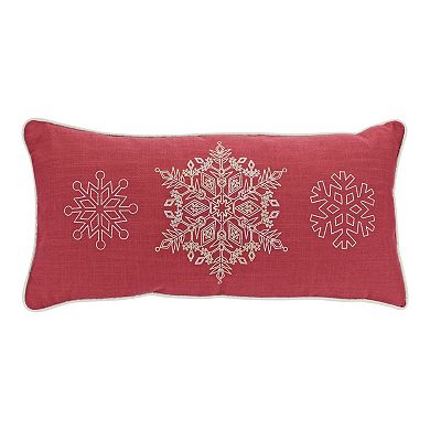 Bead Embroidered Snowflake Pillow - Classic Red (set Of 2)