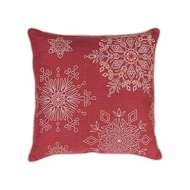 Bead Embroidered Snowflake Pillow - Classic Red (set Of 2)