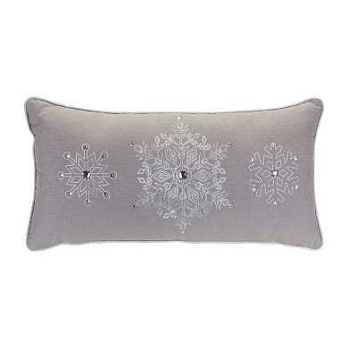 Bead Embroidered Chic Silver Snowflake Pillow (set Of 2)