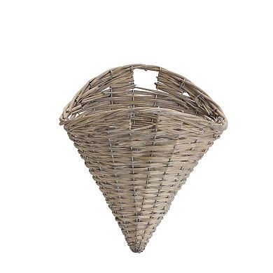 Grey Woven Willow Wall Basket (Set Of 2)