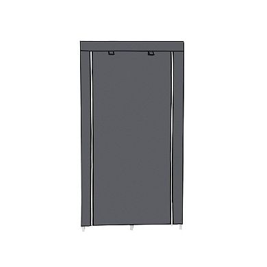 34" Portable Clothes Closet Wardrobe with Non-Woven Fabric and Hanging Rod, Grey