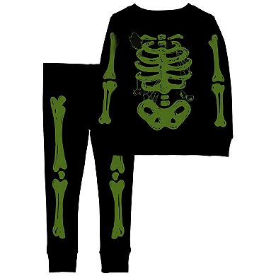 Baby Boy Carter's 2-Piece Glow Halloween Skeleton Print Top & Bottom Snug Fit Pajama Set