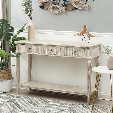 LuxenHome Whitewashed Wood 3-drawer 1-shelf Console And Entry Table