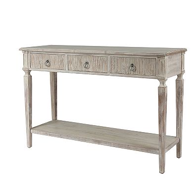 LuxenHome Whitewashed Wood 3-drawer 1-shelf Console And Entry Table