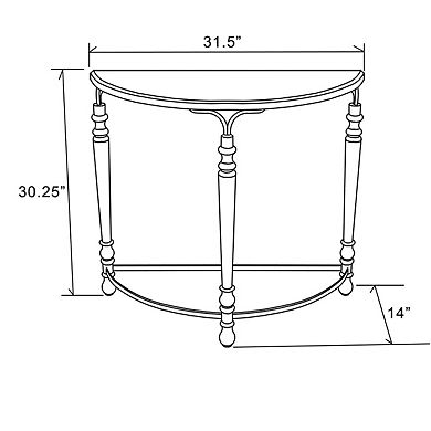 LuxenHome Rustic Wood And Metal Half Moon Console And Entry Table