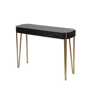 LuxenHome Black Wood And Gold Metal Console And Entry Table