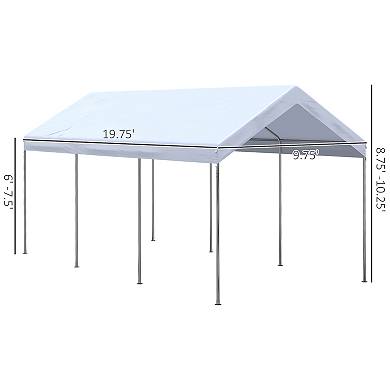 Outsunny 20x10ft Height Adjustable Carport Patio Storage Shelter, Beige