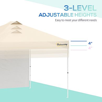 10' Pop-up Foldable Gazebo, Party Tent W/ Roller Bag, Sidewall, Beige