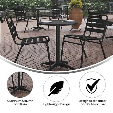 Flash Furniture Mellie 23.5'' Black Round Metal Indoor-Outdoor Table with Base