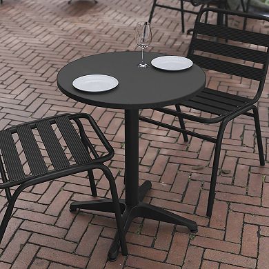 Flash Furniture Mellie 23.5'' Black Round Metal Indoor-Outdoor Table with Base