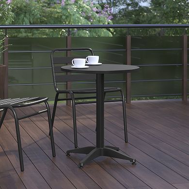 Flash Furniture Mellie 23.5'' Black Round Metal Indoor-Outdoor Table with Base