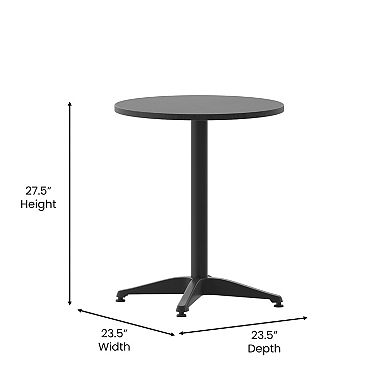 Flash Furniture Mellie 23.5'' Black Round Metal Indoor-Outdoor Table with Base