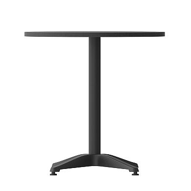 Flash Furniture Mellie 27.5'' Black Round Metal Indoor-Outdoor Table with Base