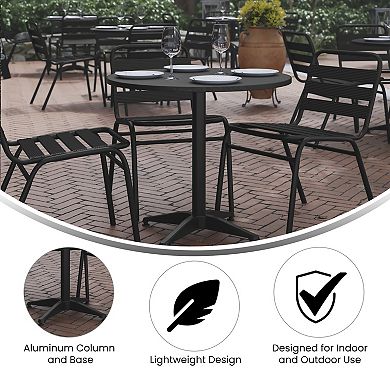 Flash Furniture Mellie 31.5'' Black Round Metal Indoor-Outdoor Table with Base