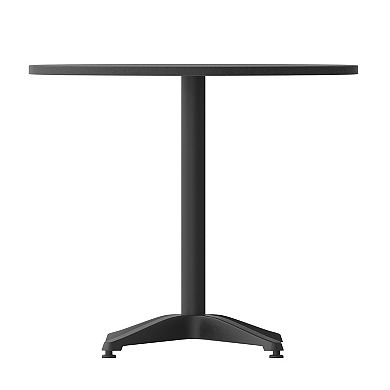 Flash Furniture Mellie 31.5'' Black Round Metal Indoor-Outdoor Table with Base